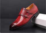 Men's Casual Shoes Snakeskin Grain Microfiber Leather Slip-on Buckle Dress Office Oxfords Party Wedding Flats Mart Lion   