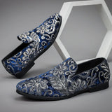 Golden Sapling Embroider Men's Loafers Elegant Wedding Shoes Leisure Flats Vintage Party Loafers MartLion   
