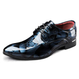 Men's Dress Shoes Mirror Wedding Print Formal Social Party Footwear Mart Lion Blue 37 