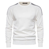 Spliced Drop Sleeve Sweater Men's Casual O-neck Slim Fit Pullovers Sweaters Winter Warm Knitted MartLion White Size S 50-55kg 