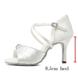 Woman Shoes For Dancing Latin Girls Ballroom Ladies Modern Tango Jazz Practice Salsa Sandals White MartLion White1 8.5CM 41 (25.5cm) CHINA