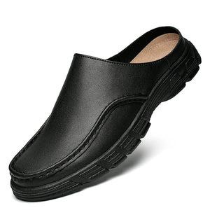 Half Shoes For Men's Leather Latest Luxury Designer Summer Casual Slip-ons MartLion Black 39 