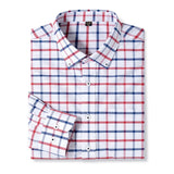 Men's Casual Cotton Oxford Shirt Single Patch Pocket Long Sleeve Standard-fit Button-down Plaid Shirts MartLion 2636-17 45-55kg 38 