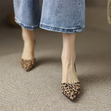 Spring Women Shoes Leopard Print Pointed Toe Chunky Heel Slip-On Pumps Concise High Heel MartLion   