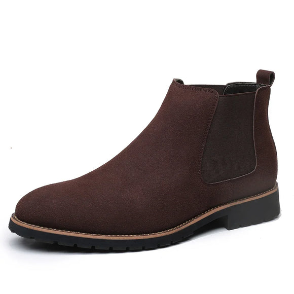 Black Classic Suede Men's Chelsea Boots Ankle Shoes Leather Casual Dress Wedding Sleeve Cowboy MartLion Brown 42 