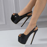 Liyke Black High Heels 16CM Women Shoes Cozy Patent Leather Peep Toe Platform Pmups Escarpins Femmes Talons Mart Lion   