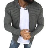 Men's Collar Jackets Black Lightweight Sweatshirts Full Zip Up Neck Long Sleeve Tops with Pocket Winter Outwear Jacket MartLion D-Gray XXL 