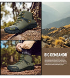 Men's Non-slip Camping Trekking Sneakers Sports Waterproof Hiking Shoes Outdoor Climbing Breathable Mountaineering Army Green Boot MartLion   