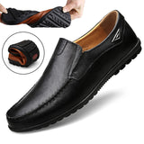 Genuine Leather Shoes Men's Sneaker Loafers Moccasins Casual Black Slip Mart Lion   