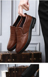 Men's Genuine Leather+Microfiber Leathe Shoes Soft Anti-slip Rubber Loafers Casual Office Work Mart Lion   