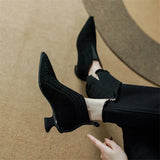 Winter Sheep Suede Women Boots Pointed Toe Autumn Concise Ladies Shoes MartLion   