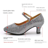 Sequined Modern Adult Latin Dance Ballroom Dance Shoes Women Practice Soft Sole High Heels MartLion   