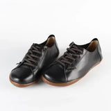 Women Shoes Flat Authentic genuine Leather Plain toe Lace up Ladies Flats Moccasins Footwear MartLion Black 42 