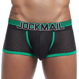 Classic Men's Underwear Sporty Breathable Mesh Boxer Briefs Transparent Underpants Gay Sissy Shorts MartLion 443green XXL 