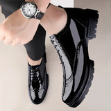 Men's Casual Patent Leather Brogue Dress Shoes Slip On Outdoor Oxfords Footwear MartLion   