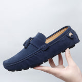 Tassel Loafers Men's Casual Shoes Suede Leather Driving Moccasins Slip on Office Lazy Wedding Party Mart Lion Blue 5 