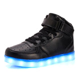 Children Glowing Sneakers Kid Luminous Sneakers for Boys Girls Led Women Colorful Sole Lighted Shoes Men's Usb Charging MartLion 032-black 45 