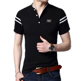 Summer Men's Short Sleeve T-shirts Slim Stand Collar Polo Shirt Korean Style Thin Pullover Casual Paster Deco Clothing MartLion Black M 