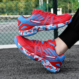 Women Sneakers Men's Badminton Shoes Light Black Breathable Female Outdoor Sports Training 
Athletics Mart Lion Red 31 