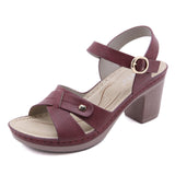 High Heels Sandals Women Summer Shoes Casual Ladies High Heel Mother Square Heel 7.5cm Mart Lion Dark red 36 