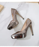 Ladies High Heels Women Party Shoes Platform Ladies Pumps Elegant Gold Silver Super High Heels 12cm MartLion   