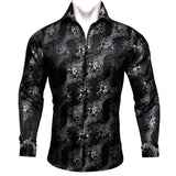 Classic Men's Shirt Spring Autumn Lapel Woven Long Sleeve Geometric Leisure Fit Party Designer Barry Wang MartLion CY-0016 S 