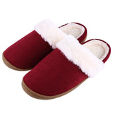 Women's Cotton Slippers Winter Warm Fur Home Slippers Indoor House Shoes Outdoor Antiskid Rubber Sole Plush Slipper MartLion Red 250(fit36-37) CHINA