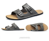 Men's Flat Sandals With Adjustable Genuine Leather Summer Shoes Beach Sport Slippers Non-slip Wear-resistant Mart Lion   