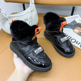 Women's Shoes Warm Snow Boots Ankle Waterproof Cloth Lace-up Platform Velvet Thick Winter Mart Lion Black 36 