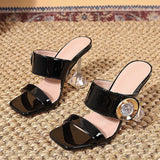 Liyke Transparent Heels 9CM Slippers Outdoor Metal Crystal Buckle Designer Sandal Women Slides Party Dress Shoes Mart Lion   