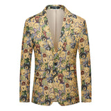 Handsome 100 Peacock Tail  Men's Suit Coat Casual Polyester  Four Seasons  Blazers Smart Casual MartLion Flower color 9 M (EUR XXS) 