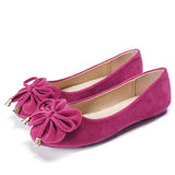 spring autumn sweet bow knot flats women flower appliques moccasins ballet flats single shoes MartLion Rosy Red 42 