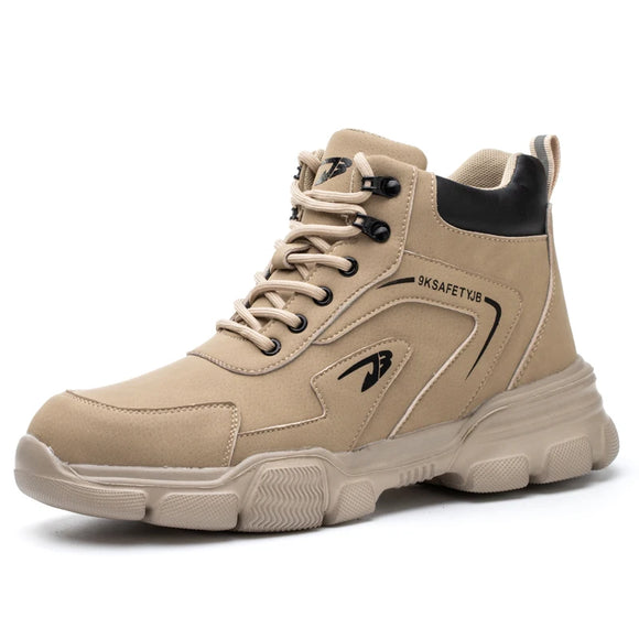 Work Boots Toe Shoes Men's Lightweight Indestructible Work Sneakers Puncture-Proof Security MartLion Khaki 45 