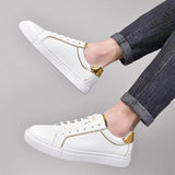 Spring Summer White Outdoor Hiking Shoes Casual Genuine Leather Skateboard Men's Sneakers MartLion   