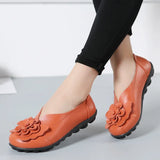 Summer Soft Genuine Leather Flat Slip On Loafers Women Ladies Shoes with Flowers for Nurse Mother Working Walking Driving MartLion   