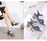 High Heels Sandals Women Summer Shoes Casual Ladies High Heel Mother Square Heel 7.5cm Mart Lion   