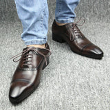 Genuine Leather Shoes Men's Oxford Lace Up Handmade Brogue Black Office Formal Shoes MartLion   