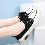 Women's Shoes Leather Lace-up Casual Sneakers Loafers Breathable Flat Women soft-soled MartLion   