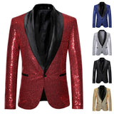 Gold Shiny Men's Jackets Sequins Stylish Dj Club Graduation Solid Suit Stage Party Wedding Outwear Clothes blazers MartLion   