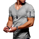  Men's T-Shirt V-Neck Solid Color Casual Short-Sleeved MartLion - Mart Lion