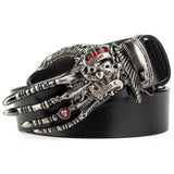 Heavy Metal Buckle Skull Hand Bone Claw Belt Ghost Hip Hop Rock Style Waistband MartLion Silver with Black 115cm 