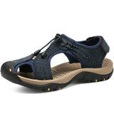 Outdoor Sandals Men's Summer Casual Leather Sandals Non-slip Beach hombre MartLion blue 7236 38 CHINA