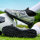 Men's Football Boots High Top Studded Ag Tf Non Slip Turf Soccer Shoes Breathable Sports Trainers Mart Lion   