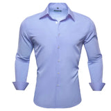 Designer Shirts Men's Solid Silk Beige Champagne Long Sleeve Tops Regular Slim Fit Blouses Breathable Barry Wang MartLion 0748 S 