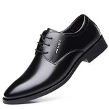 Classic Men's Dress Shoes Elegant Formal Wedding Slip on Office Oxford Leather MartLion Black lace-up 38 