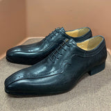 Style Brown Black Genuine Leather Oxford Dress Shoes Lace Up Suit Footwear Wedding Formal Men‘s MartLion   
