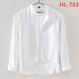 Spring and Autumn Pure Cotton Stand Collar Oxford Spun Long Sleeve Shirt Casual No-Iron Men's Clothing MartLion HL-701 44 