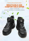 work protection anti puncture high top boots men's anti slip safety autumn black shoes with steel toe MartLion   