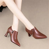 Women Sweet Side Zipper Short Ankle Boots Lady Design Brown Black Boot MartLion   