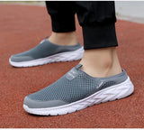 Men's Half Slipper Style Lat-soled Wild Flat-bottomed Summer Breathable Mesh Thin Section Baotou Slippers MartLion   